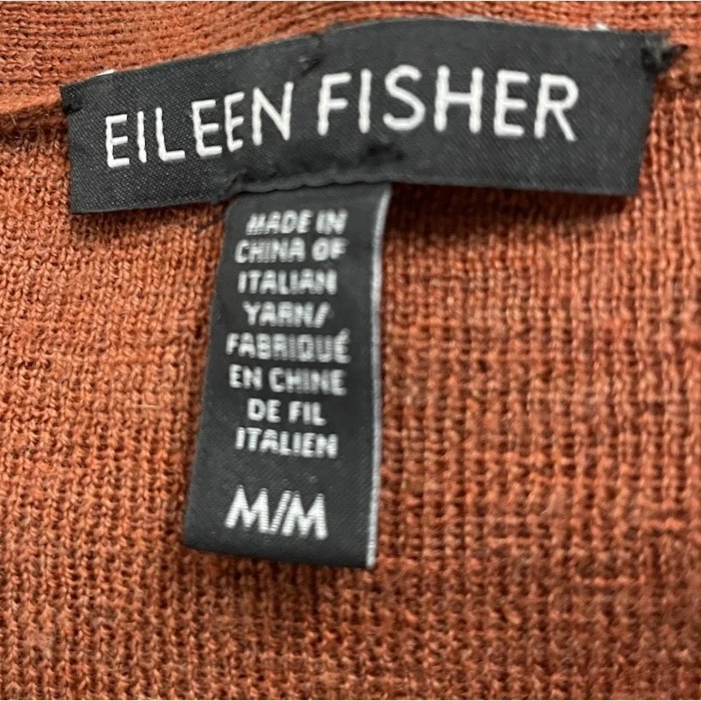 Eileen Fisher Brown Merino Wool V Neck L Pullover Sweater Medium Capsule Classic